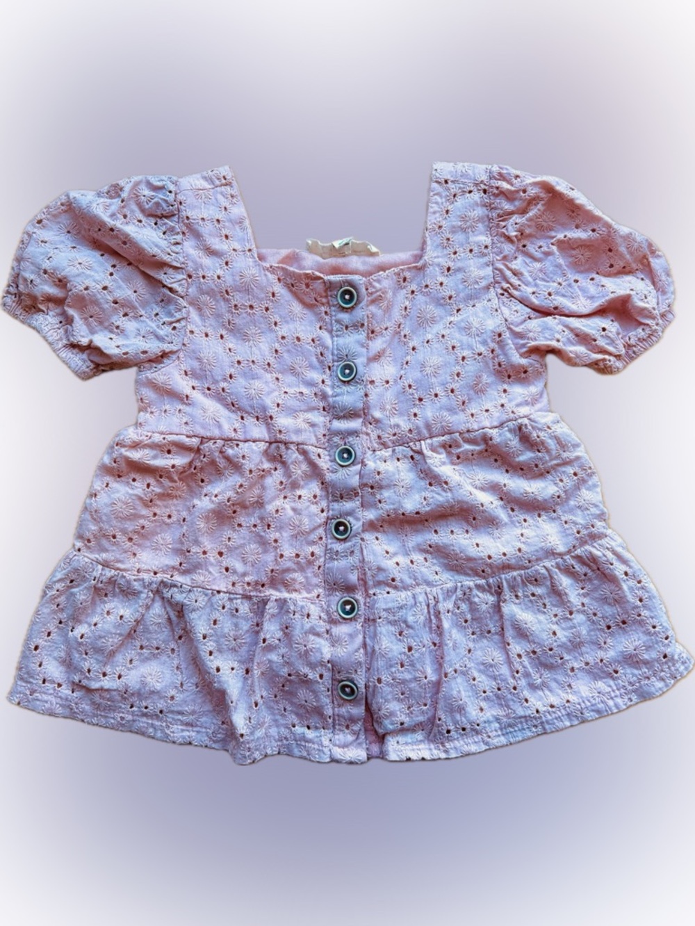 Jessica Simpson Pink Eyelet Button Blouse
